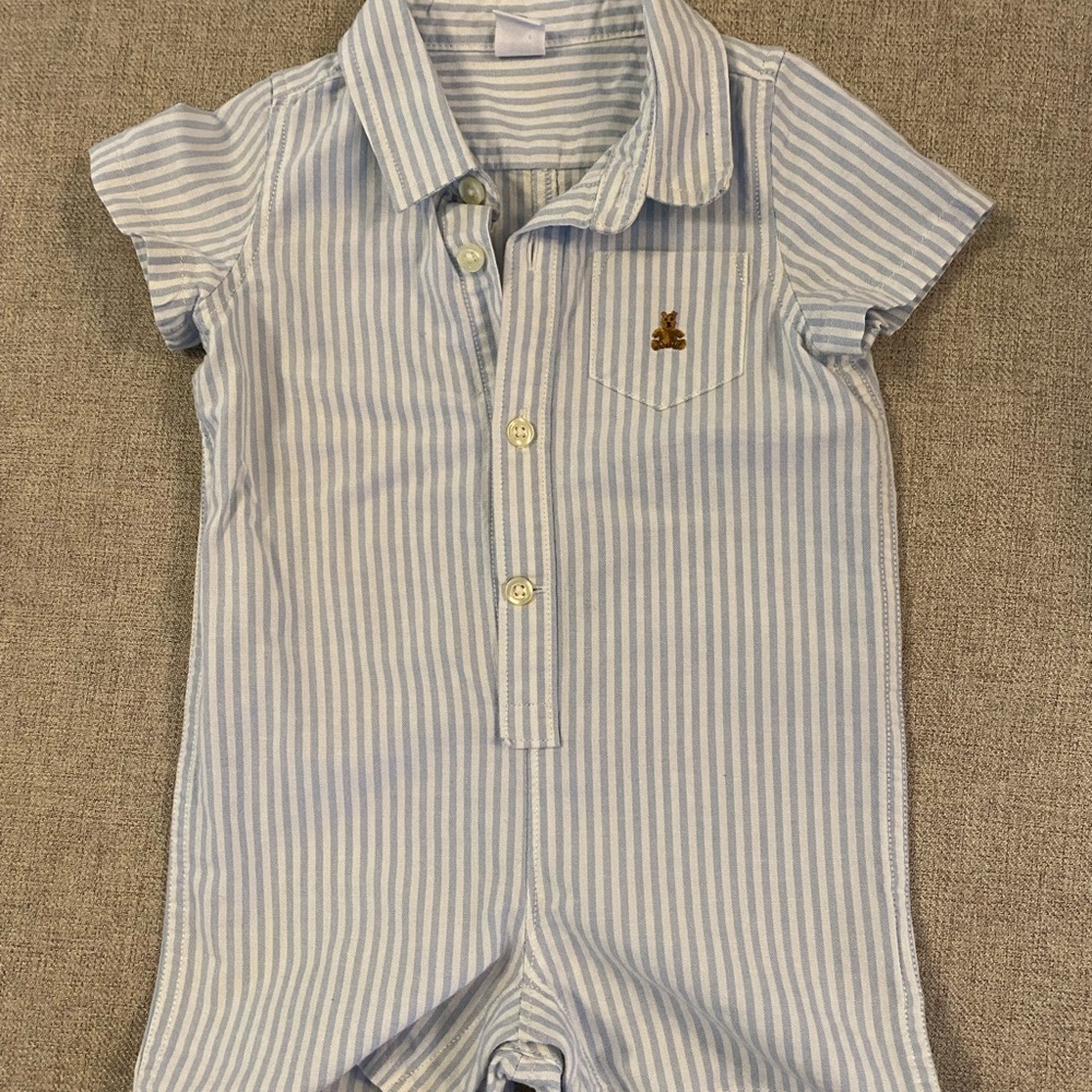 Blue and white cotton romper